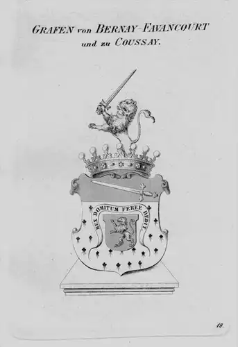 Bernay Favancourt Wappen Adel coat of arms heraldry Heraldik Kupferstich