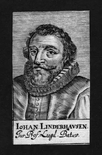 Johannes Linderhausen Jurist lawyer Leiden Holland Kupferstich Portrait