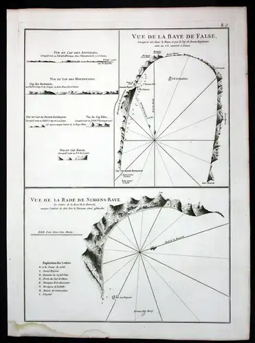 Vue de la Baye de False - False Bay Simons South Africa sea map Karte Mannevillette Neptune Oriental