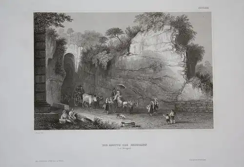 Grotto Pausilippe Grotte Napoli Neapel Ansicht  engraving