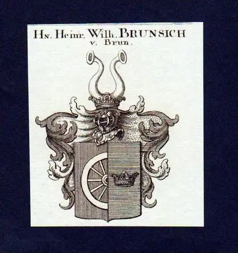 Herren H.Wilh. Brunsich Kupferstich Wappen Heraldik coat of arms