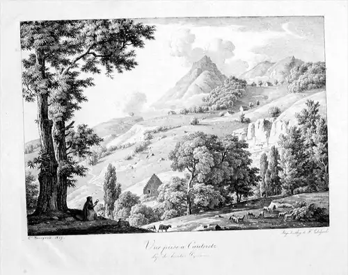 Cauterets Pyrénées Original Lithographie litho lithograph