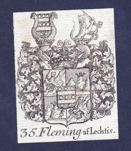 - Fleming af Lechtis Wappen vapen coat of arms Genealogie Kupferstich