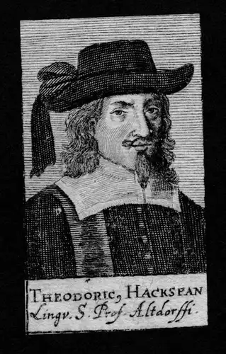 Theodoricus Hackspan Theologe Professor Altdorf Kupferstich Portrait