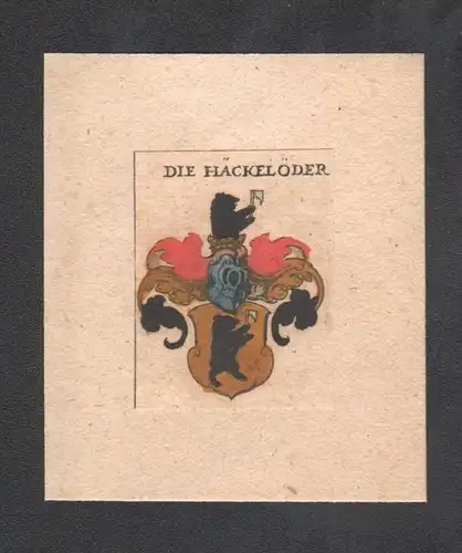 . die Häckelöder Wappen coat of arms heraldry Heraldik Kupferstich