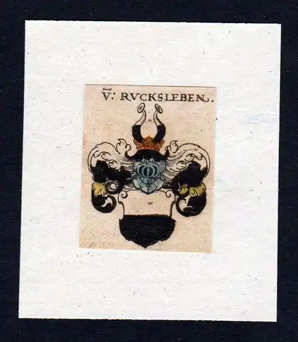 h. von Rucksleben Wappen coat of arms heralrdy Heraldik Kupferstich