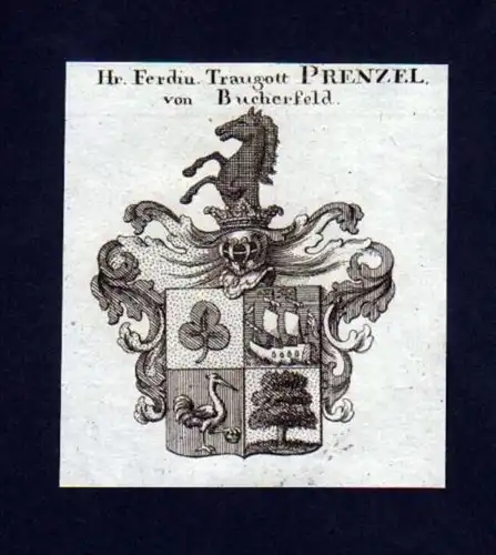 Ferd. Traugott Prenzel v. Bucherfeld Kupfer Wappen
