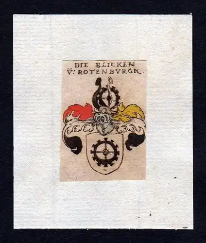 h. Blick von Rotenburger Wappen coat of arms heraldry Heraldik Kupferstich