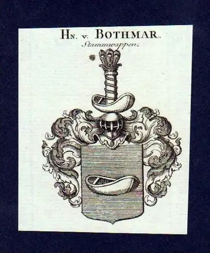 Herren von Bothmar Original Kupferstich Wappen engraving Heraldik crest