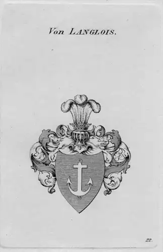 Langlois Wappen Adel coat of arms heraldry Heraldik crest Kupferstich