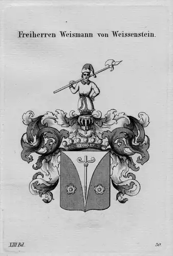 Weismann Weissenstein Wappen Adel coat of arms Heraldik crest Kupferstich