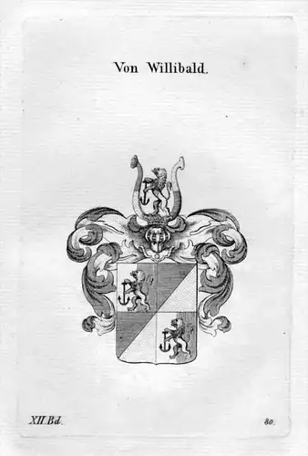 Willibald Adel Wappen coat of arms heraldry Heraldik Kupferstich