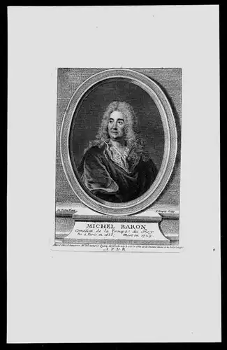 Michel Baron Michel Baron (1653 - 1729) Schauspieler Dramatiker actor playwright acteur Frankreich Kupferstich