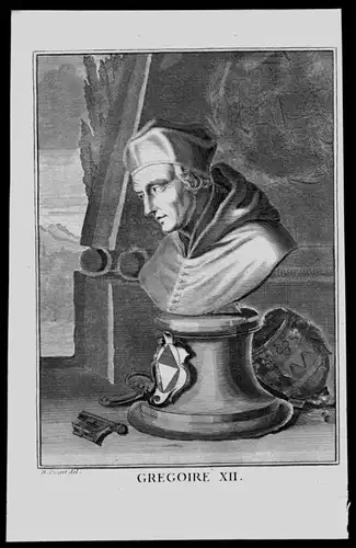 Gregor XII Angelo Correr Papst pope Italy engraving Kupferstich Portrait