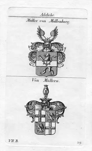 Müller Müllenburg Müllern Mueller Wappen coat of arms Heraldik heraldry Kupferstich