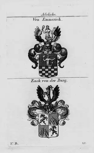 Emmerich Enck Burg Wappen Adel coat of arms heraldry crest Kupferstich
