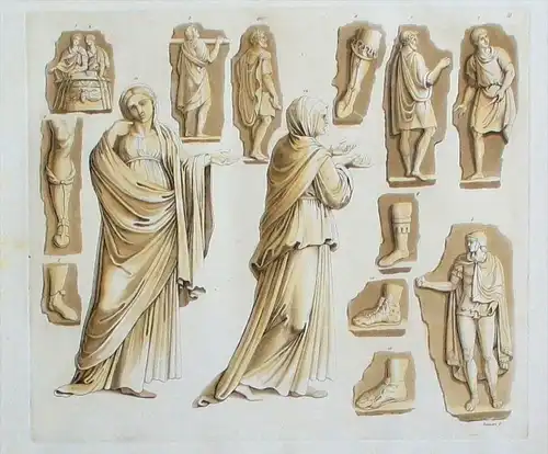 Römer Antike costumes Trachten Orig. Aquatinta acquaforte veduta