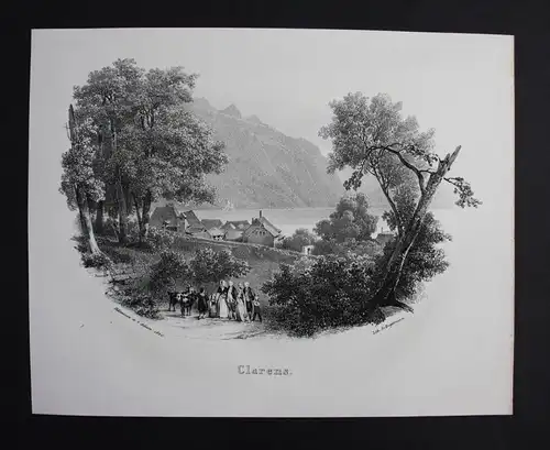 Clarens Genfersee Genf Geneve Schweiz Suisse Gesamtansicht Lithographie Villeneuve