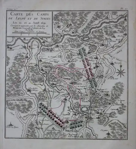 Beaumont Thuin Stree Lugny Belgique map Karte  gravure
