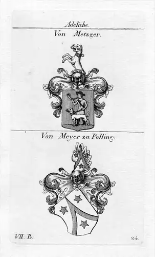 Metzger Meyer Polling Wappen coat of arms Heraldik heraldry Kupferstich