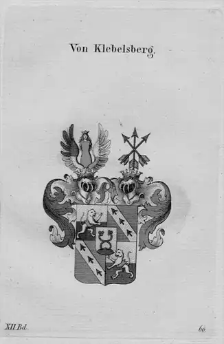 Klebelsberg  Wappen coat of arms heraldry Heraldik Kupferstich