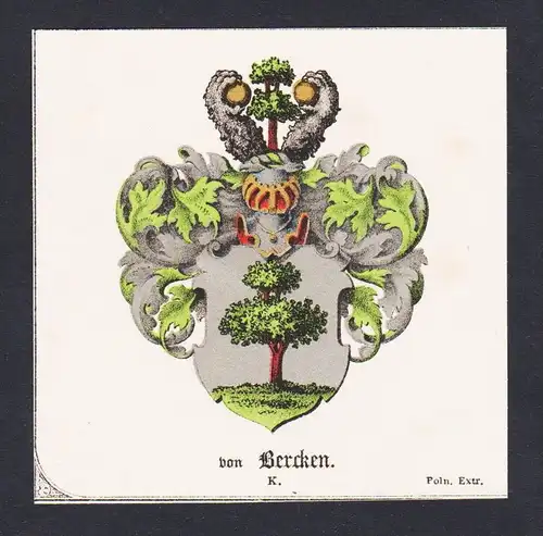 . von Bercken Wappen Heraldik coat of arms heraldry Litho