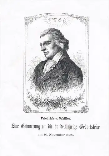 Friedrich Schiller - Portrait Holzstich wood engraving