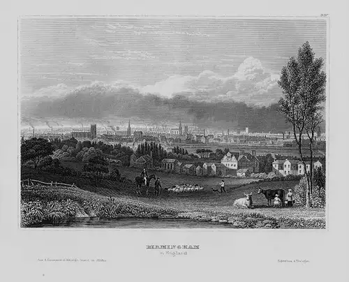 Birmingham Gesamtansicht view Great Britain England engraving