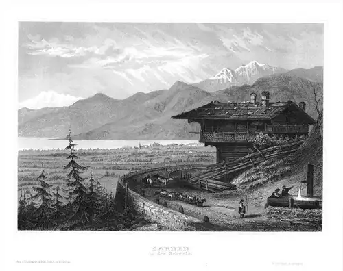 Sarnen Schweiz Suisse Sweden Original  engraving