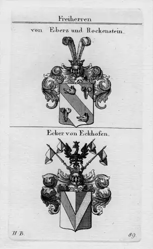 Eberz Rockenstein Ecker Wappen Adel coat of arms Heraldik crest Kupferstich