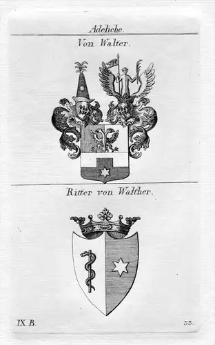 Walter / Walther - Wappen Adel coat of arms heraldry Heraldik Kupferstich