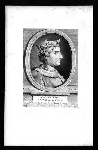Ludwig VIII Löwe König Frankreich France Kapetinger Kupferstich Portrait