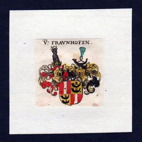 17. Jh Frauenhofen Wappen Adel coat of arms heraldry Heraldik Kupferstich