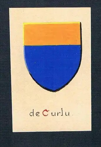 19. / 20. Jh. - de Curlu Blason Aquarelle heraldique Heraldik coat of arms