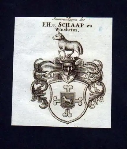 Freiherr v. Schaap zu Winsheim Kupferstich Wappen
