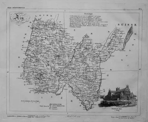 Departement Ain carte gravure Kupferstich Karte map France Frankreich