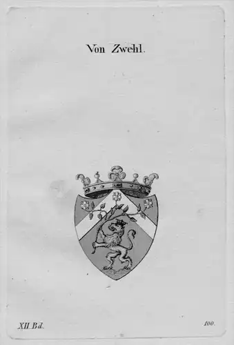Zwehl coat of arms heraldry Heraldik Kupferstich