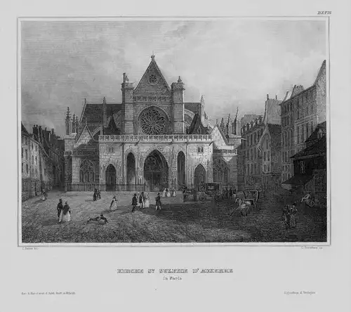 Paris Saint Sulpice Auxerre Kirche Frankreich France gravure Stahlstich