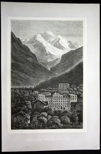 "Interlaken und die Jungfrau" - Schweiz Suisse - Holzstich wood engraving