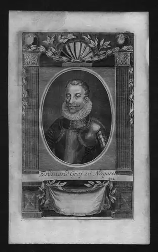 Ferdinand Graf zu Nagarol engraving Original Kupferstich Portrait