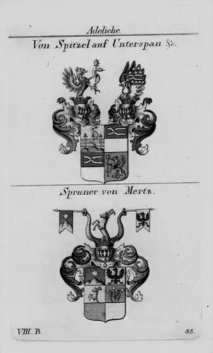 Spitzel Unterspan Spruner Wappen Adel coat of arms heraldry Kupferstich