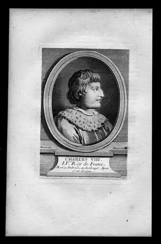 Karl VIII der Freundliche König Frankreich France Kupferstich Portrait