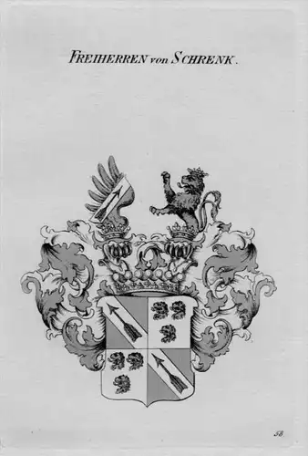 Schrenk Wappen Adel coat of arms heraldry Heraldik crest Kupferstich