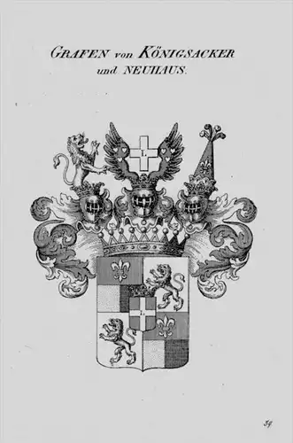 Königsacker Neuhaus Wappen Adel coat of arms heraldry Heraldik Kupferstich