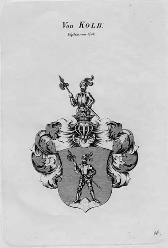 Kolb Wappen Adel coat of arms heraldry Heraldik crest Kupferstich