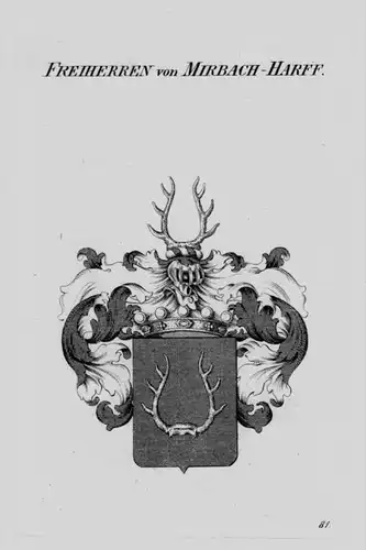 Mirbach-Harffz Wappen Adel coat of arms heraldry Heraldik  Kupferstich