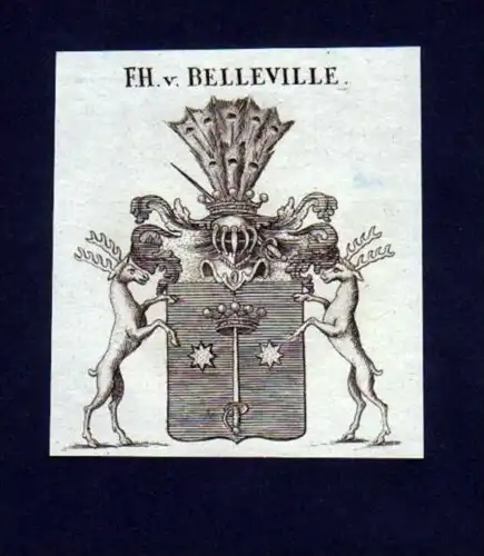 Freiherr v. Belleville Heraldik Kupferstich Wappen