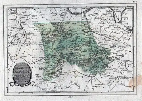 Der District Montfort. Nro. 708 - Montfort-l'Amaury Yvelines carte Karte Reilly gravure map engraving France