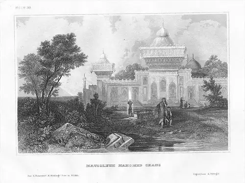 Dig Agra Mausoleum Mohamed Chan India engraving Original