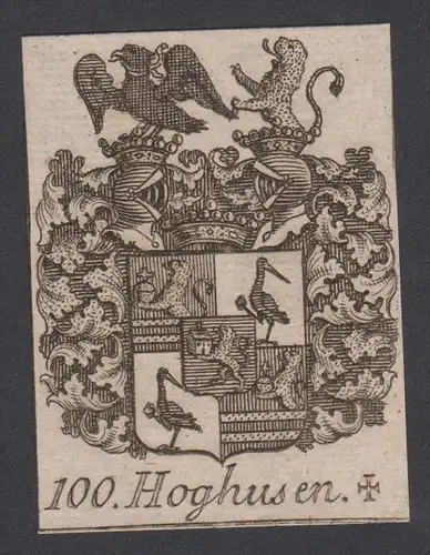 Hoghusen Wappen vapen coat of arms Genealogie Heraldik Kupferstich